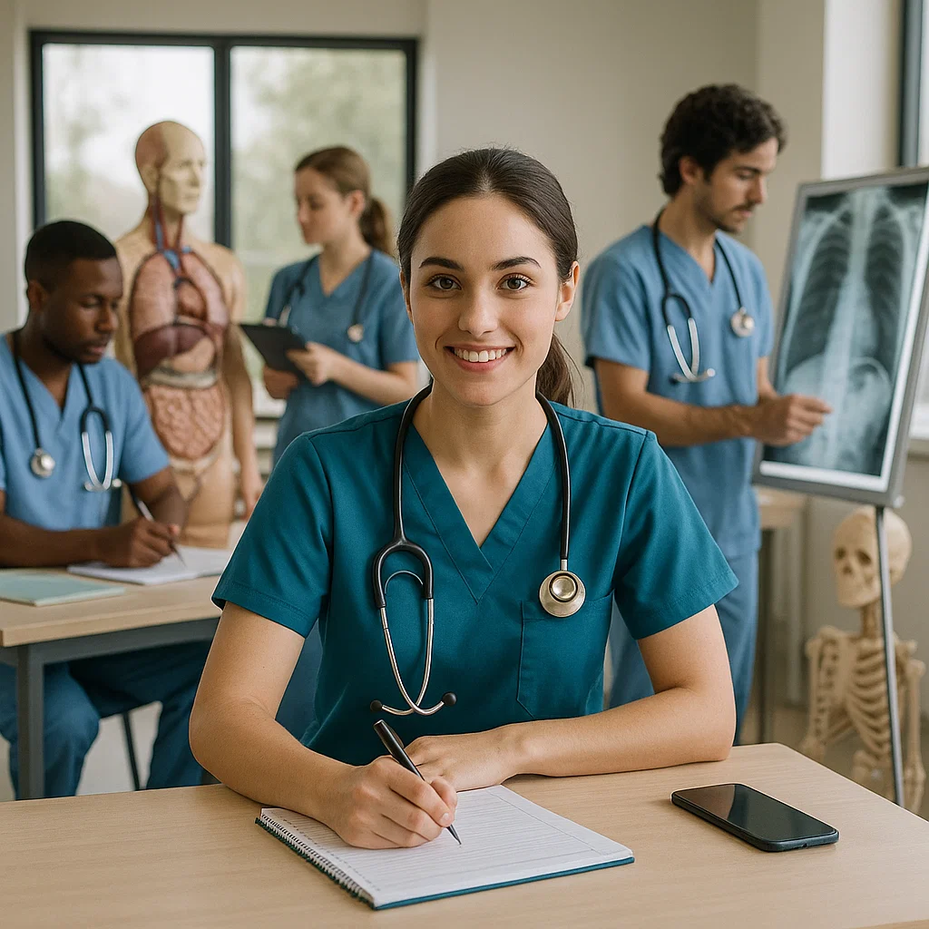 medical professional, healthcare worker taking note in medical school