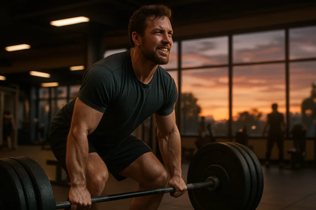 man lifting weights at the gym