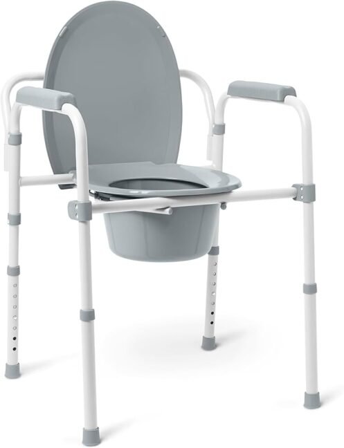 Steel Bedside Commode, Elongated Seat