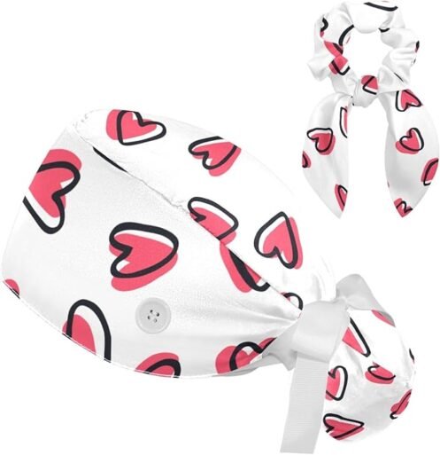 Pink Hearts Scrub Cap