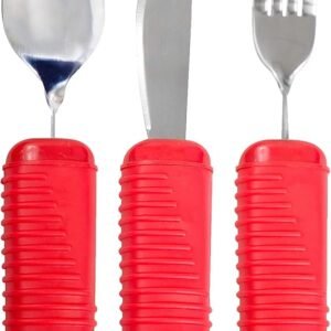 3 Piece Super Easy Grip Red Flatware Set