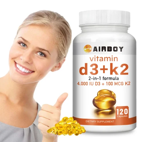 Vitamin D3 + K2 Supplement - Support Immunity, Help Regulate Calcium Metabolism Promote Bone Teeth, Skin Health - 120 Capsules - Image 6