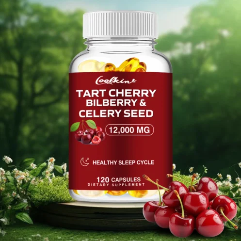 Tart Cherry Bilberry & Celery Seed - Balances Uric Acid Levels, Benefits Joints, Muscles, and Sleep Health - 120 Capsules - Image 4