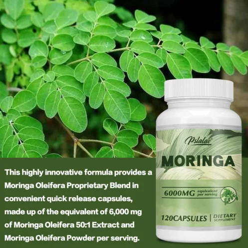 Moringa 6000mg - Support Immune System, Energy, Metabolism, Antioxidants - 120 Capsules - Image 3