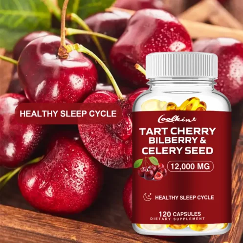 Tart Cherry Bilberry & Celery Seed - Balances Uric Acid Levels, Benefits Joints, Muscles, and Sleep Health - 120 Capsules - Image 3