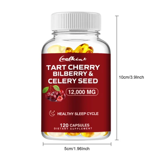 Tart Cherry Bilberry & Celery Seed - Balances Uric Acid Levels, Benefits Joints, Muscles, and Sleep Health - 120 Capsules - Image 6