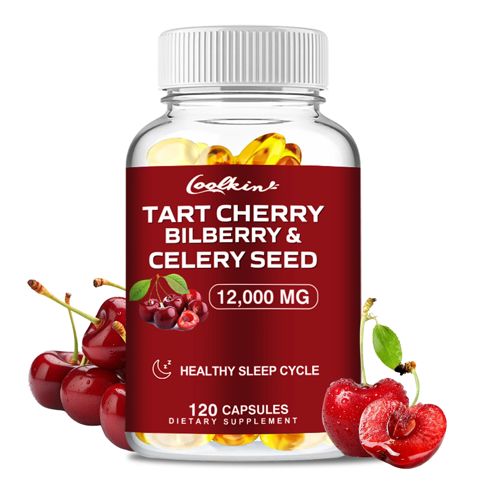 Tart Cherry Bilberry & Celery Seed – Balances Uric Acid Levels, Benefits Joints, Muscles, and Sleep Health – 120 Capsules