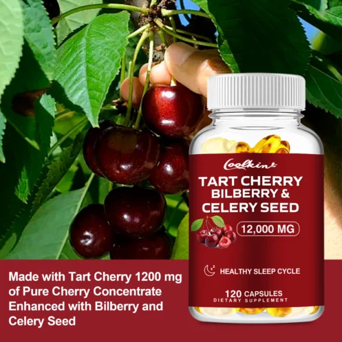 Tart Cherry Bilberry & Celery Seed - Balances Uric Acid Levels, Benefits Joints, Muscles, and Sleep Health - 120 Capsules - Image 5