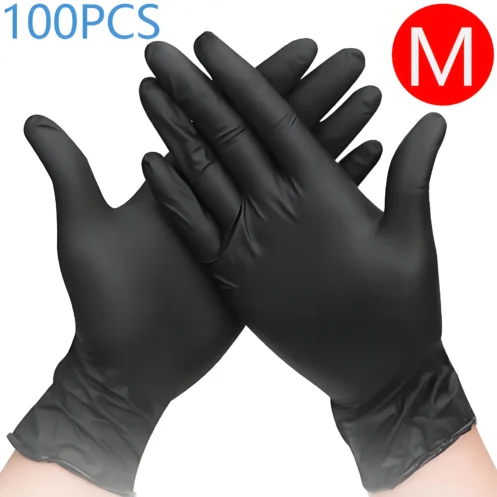 100Pack Black Disposable Nitrile Gloves for Housework PVC Latex-Free Anti-Static Gardening Pet Care Tattoo Work Oil-Proof - Image 8