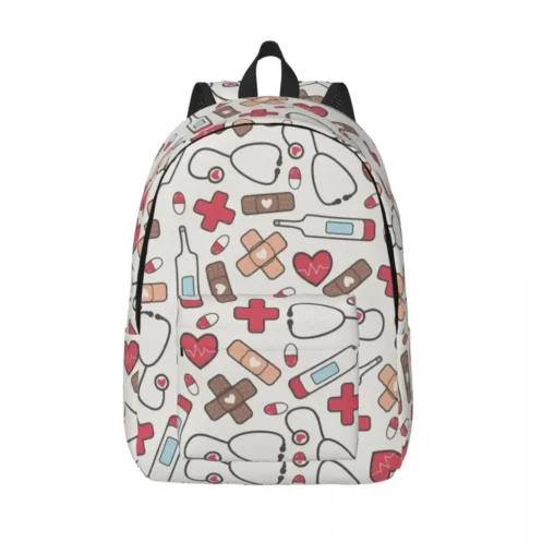 Proud To Be A Nurse Canvas Backpacks for Women Men School College Student Bookbag Fits 15 Inch Laptop Health Care Nursing Bags - Image 20