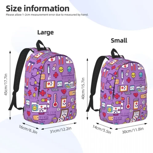 Proud To Be A Nurse Canvas Backpacks for Women Men School College Student Bookbag Fits 15 Inch Laptop Health Care Nursing Bags - Image 4