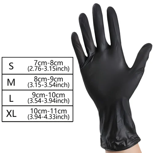 100Pack Black Disposable Nitrile Gloves for Housework PVC Latex-Free Anti-Static Gardening Pet Care Tattoo Work Oil-Proof - Image 6