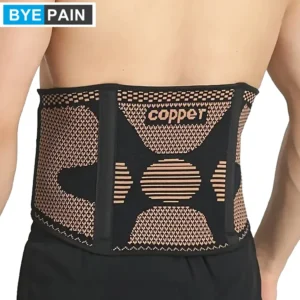 1Pcs Lower Back Support Brace, Lumbar Support Belt, Lightweight Flexible Copper Infused Compression Back Brace for Men Women