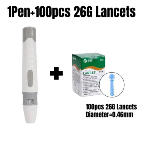 100pcs 23/26/28/30/33G Lancet Pen Adjustable Depth Blood Sampling Glucose Test Pen Lancing Device for Diabetics Blood Collect - Image 9