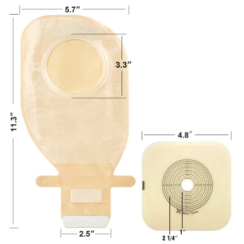 70mm 5Barriers/10Bags+5Barriers Ostomy Supplies Colostomy Bags Two Piece Drainable Pouches with hoop and look Stoma Care - Image 3
