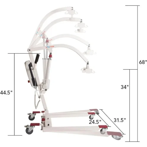 Patient Lift Electric Foldable Hydraulic Body Transfer Device for Home Use, Elderly, with Medium U-Shaped Sling, White, 1 Piece - Image 2