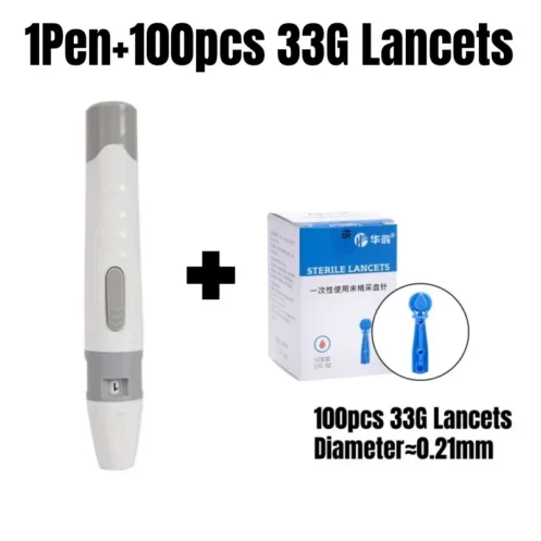 100pcs 23/26/28/30/33G Lancet Pen Adjustable Depth Blood Sampling Glucose Test Pen Lancing Device for Diabetics Blood Collect - Image 19
