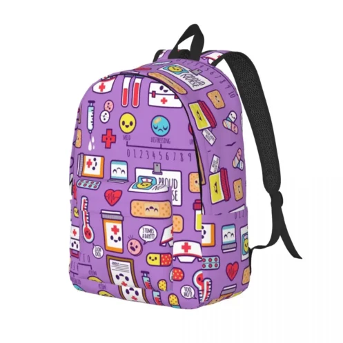 Proud To Be A Nurse Canvas Backpacks for Women Men School College Student Bookbag Fits 15 Inch Laptop Health Care Nursing Bags - Image 2