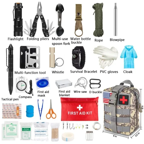 Emergency Kit Trauma Bag Outdoor Multifunction Camping Gear Survival Kit First Aid Kit SOS Wilderness Tactical Defense Equipment
