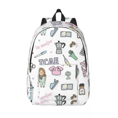 Proud To Be A Nurse Canvas Backpacks for Women Men School College Student Bookbag Fits 15 Inch Laptop Health Care Nursing Bags - Image 14