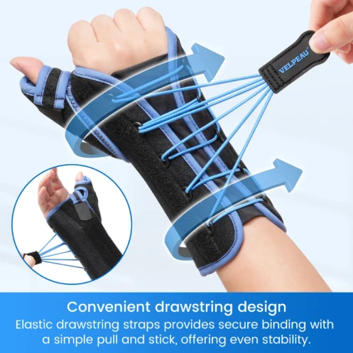VELPEAU Wrist Brace with Thumb Splint for Carpal Tunnel Syndrome Drawstring Wrist Support for Fracture, Sprain and Tenosynovitis - Image 2