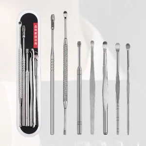 7Pcs Stainless Steel Earwax Removal Tools Lightweight Skid Resistance Ear Cleaning Tools Set Ear Care Gadgets Personal Health