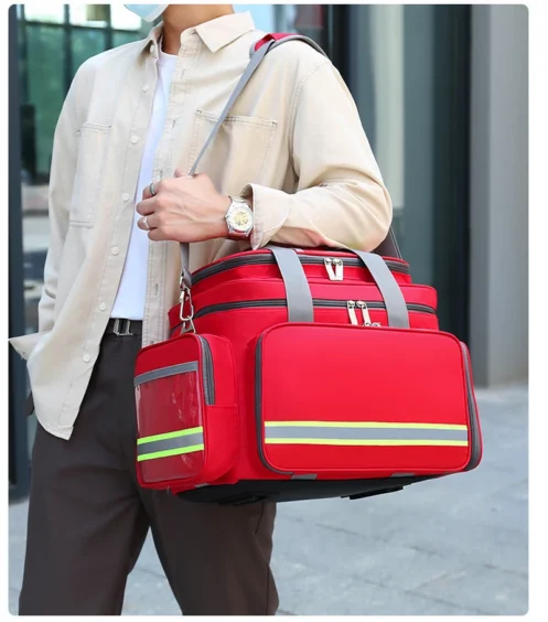 First Aid Medical Bag Outdoor Emergency Rescue Large Capacity Bag Empty Waterproof Reflective Oxford Multi-pocket Travel Bags - Image 4