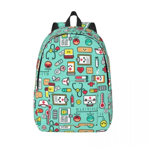 Proud To Be A Nurse Canvas Backpacks for Women Men School College Student Bookbag Fits 15 Inch Laptop Health Care Nursing Bags - Image 15