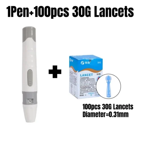100pcs 23/26/28/30/33G Lancet Pen Adjustable Depth Blood Sampling Glucose Test Pen Lancing Device for Diabetics Blood Collect - Image 10