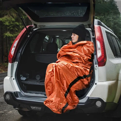 Orange Color Aluminum Foil Coated Outdoor Survive First Aid Emergency Blanket Sleeping Bag and Tent: Heat Retention and Rescue - Image 6