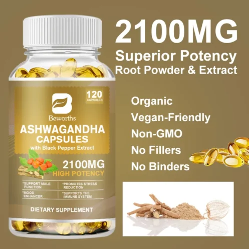 BEWORTHS Ashwagandha Root Extract Capsule Help Sleep Improve Sleep Quality Calm Down Emotions Relieve Anxiety Mood Health - Image 3