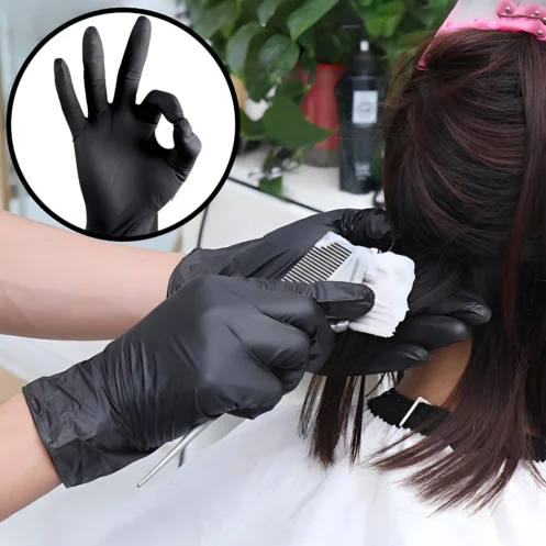 100Pack Black Disposable Nitrile Gloves for Housework PVC Latex-Free Anti-Static Gardening Pet Care Tattoo Work Oil-Proof - Image 5