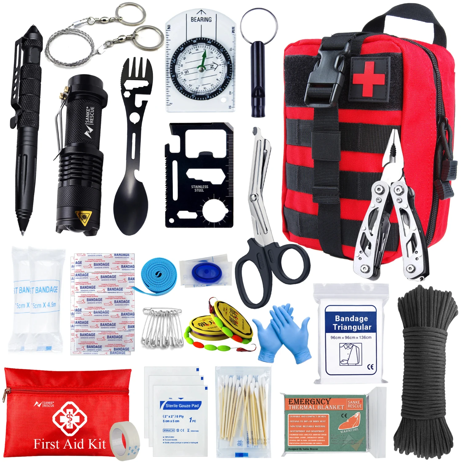Survival First Aid Kit Survival Military Full Set Molle Outdoor Gear Emergency Kits Trauma Bag Camping Hiking IFAK Adventures