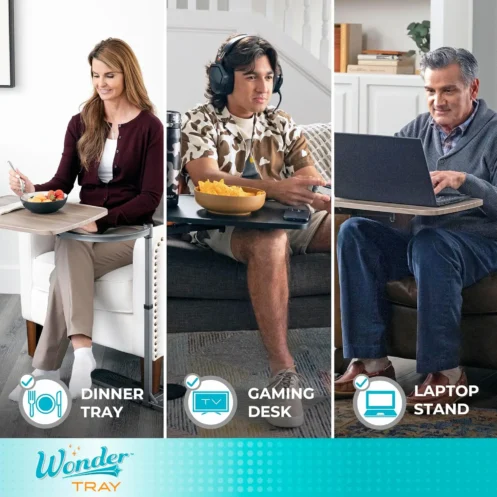 Adjustable Swivel Table, Large Laptop Stand, Couch Desk, Side Tables & Gaming Bench, TV-Trays for Eating on Couches - Image 2
