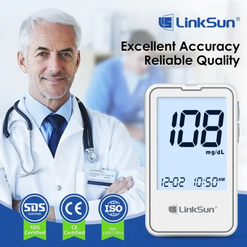 Linksun Blood Glucose Meter G-425-2 50/100 Test Strips Glucosemeter Digital Diabetes Testing Kit Blood Glucose Monitoring System - Image 2