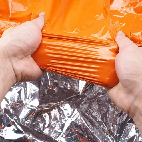 Orange Color Aluminum Foil Coated Outdoor Survive First Aid Emergency Blanket Sleeping Bag and Tent: Heat Retention and Rescue - Image 5