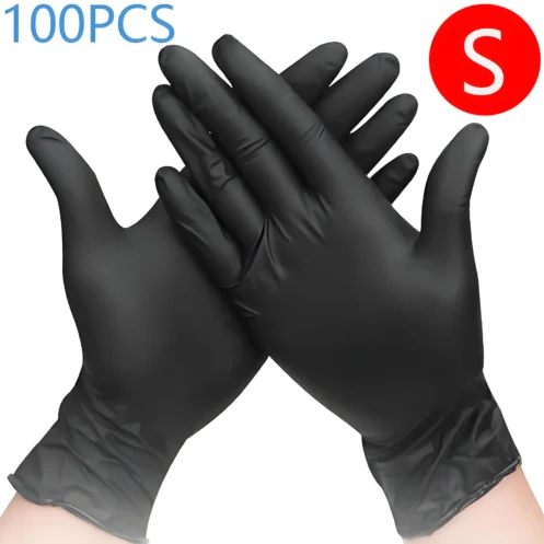 100Pack Black Disposable Nitrile Gloves for Housework PVC Latex-Free Anti-Static Gardening Pet Care Tattoo Work Oil-Proof - Image 9