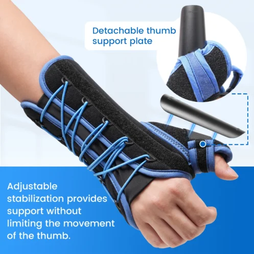 VELPEAU Wrist Brace with Thumb Splint for Carpal Tunnel Syndrome Drawstring Wrist Support for Fracture, Sprain and Tenosynovitis - Image 3
