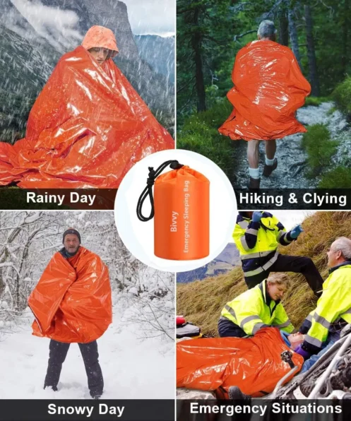 Emergency Sleeping Bag Ultra Waterproof Mylar Thermal Blankets Lightweight Survival Sleeping Bag Keep Warm for Camping Hiking - Image 5