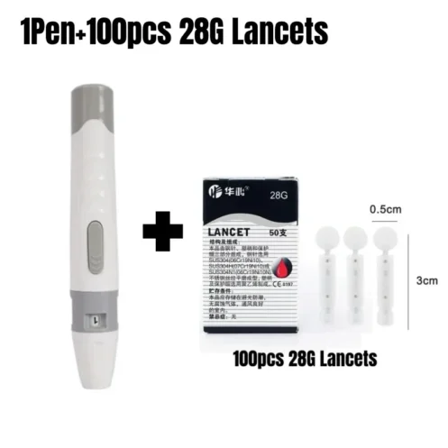 100pcs 23/26/28/30/33G Lancet Pen Adjustable Depth Blood Sampling Glucose Test Pen Lancing Device for Diabetics Blood Collect - Image 8
