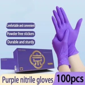 Nitrile Gloves 100 Pack, Disposable Heavy Duty Cleaning Gloves for Household, Kitchen & Medical Use L