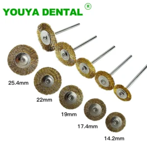 10pcs/Bag Dental Polishing Brush Wavy Curved Copper Wire Brush With Handle Dentistry Lab Brush Flat Brush Wheel Rotary Tools