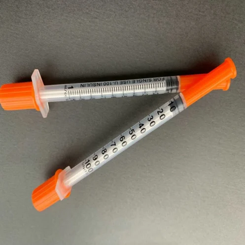 1ml Disposable Sterile Insulin Orange Cap Syringe pet - Image 2