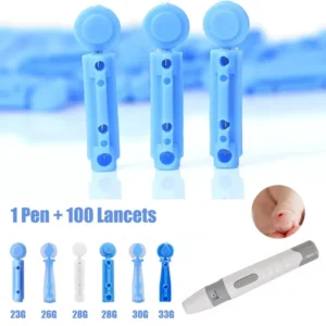100pcs 23/26/28/30/33G Lancet Pen Adjustable Depth Blood Sampling Glucose Test Pen Lancing Device for Diabetics Blood Collect