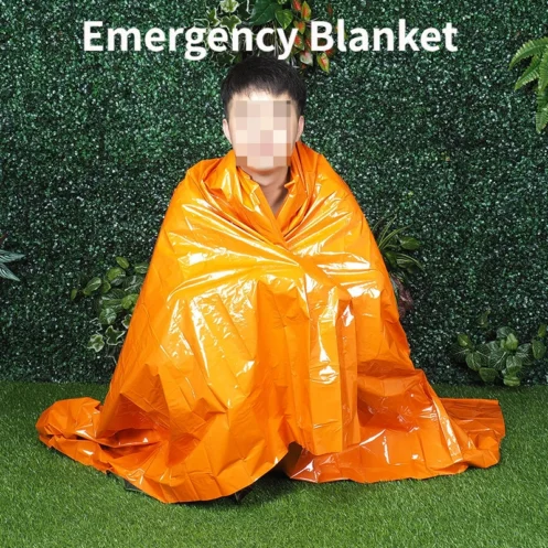Orange Color Aluminum Foil Coated Outdoor Survive First Aid Emergency Blanket Sleeping Bag and Tent: Heat Retention and Rescue - Image 2