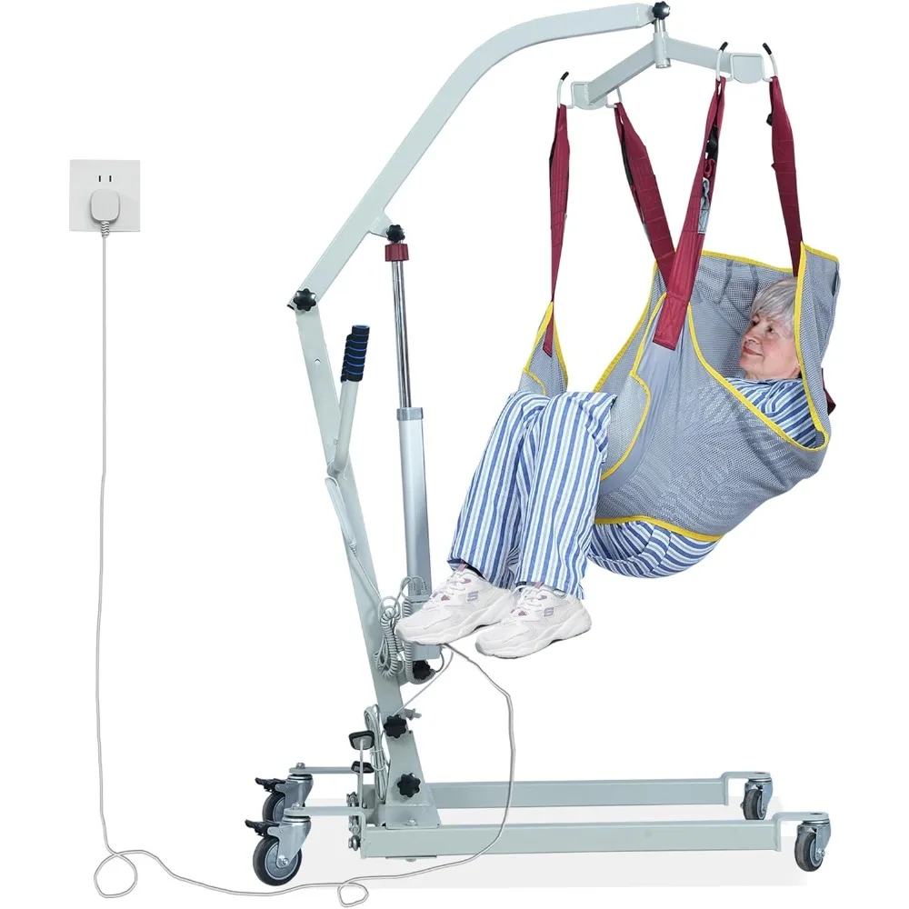 Electric Patient Lift 440lbs-11.5FT Plug-in Cord,No Battery Needed,Floor Lifting-Commode Sling for Easy Bed,Wheelchair&Toilet