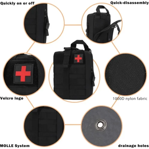 Tactical First Aid Kit 1000D Ifak Bag Tear-off Medical Bag Storage Bag Empty Small Medical Bag Molle EMT Bag - Image 4