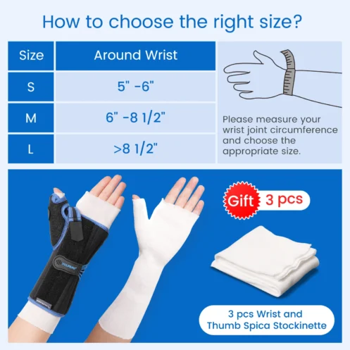 VELPEAU Wrist Brace with Thumb Splint for Carpal Tunnel Syndrome Drawstring Wrist Support for Fracture, Sprain and Tenosynovitis - Image 6