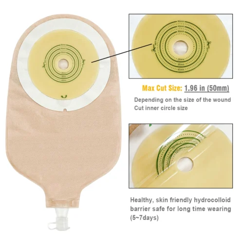 20pcs One Piece Urostomy Bags with Measuring Card can be cut Ostomy Bags for Ostomy Patient - Image 3